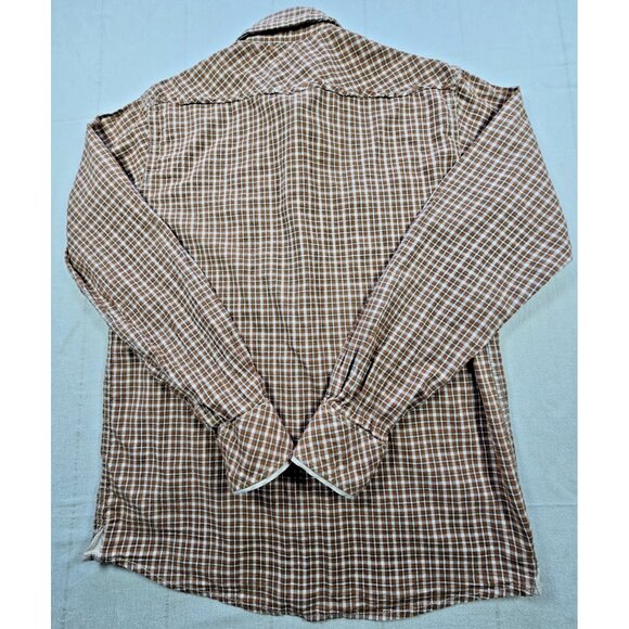 Ring of Fire Men’s M Brown Plaid Western Snap Shirt Long Sleeve Cowboy USA - Picture 13 of 16